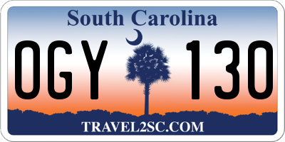 SC license plate OGY130