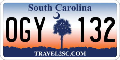 SC license plate OGY132
