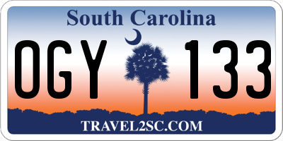 SC license plate OGY133