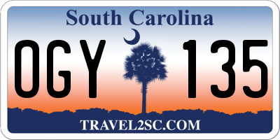 SC license plate OGY135
