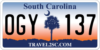 SC license plate OGY137