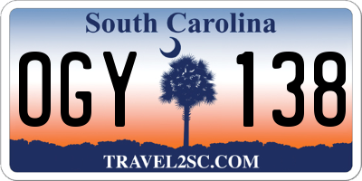SC license plate OGY138
