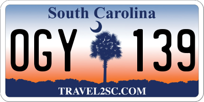 SC license plate OGY139