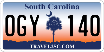 SC license plate OGY140