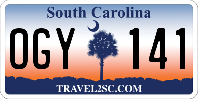SC license plate OGY141