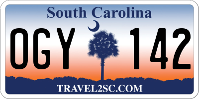 SC license plate OGY142