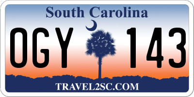 SC license plate OGY143