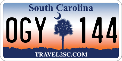 SC license plate OGY144