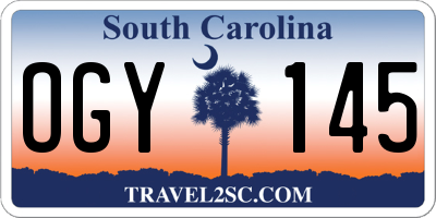 SC license plate OGY145