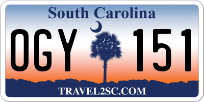 SC license plate OGY151