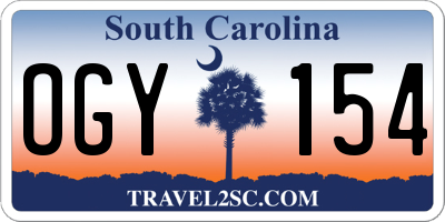 SC license plate OGY154