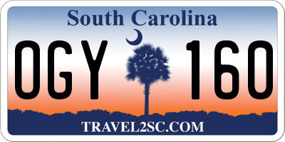 SC license plate OGY160