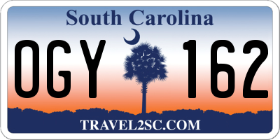 SC license plate OGY162