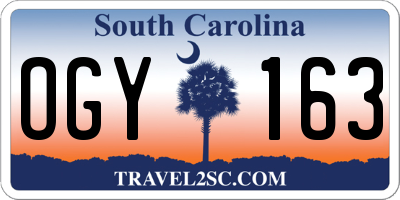 SC license plate OGY163