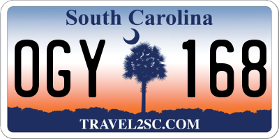 SC license plate OGY168