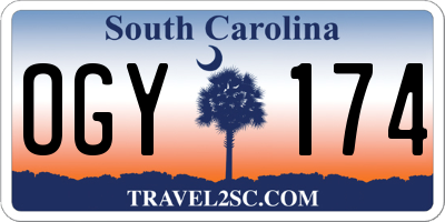 SC license plate OGY174
