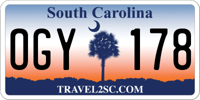 SC license plate OGY178