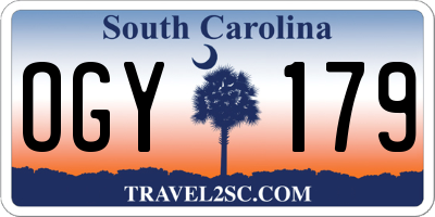SC license plate OGY179
