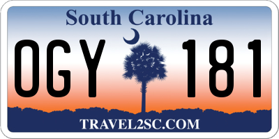 SC license plate OGY181