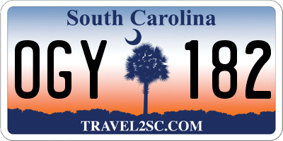 SC license plate OGY182