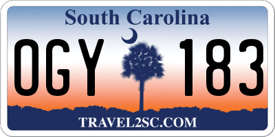 SC license plate OGY183