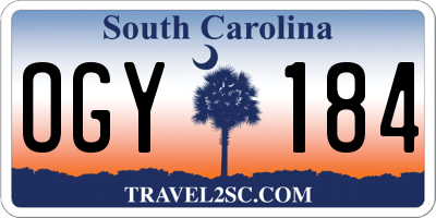 SC license plate OGY184