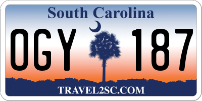 SC license plate OGY187
