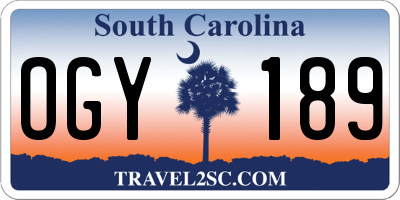 SC license plate OGY189