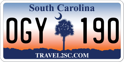 SC license plate OGY190