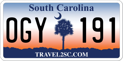 SC license plate OGY191