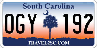 SC license plate OGY192