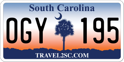 SC license plate OGY195