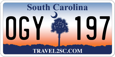 SC license plate OGY197