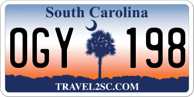 SC license plate OGY198