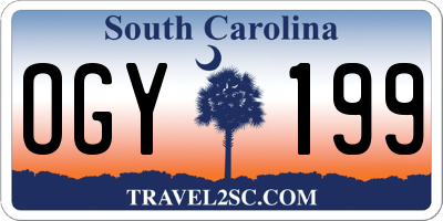 SC license plate OGY199