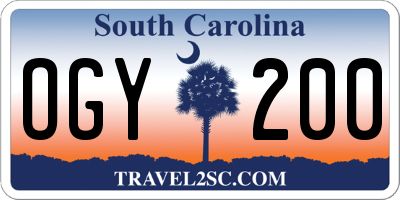 SC license plate OGY200