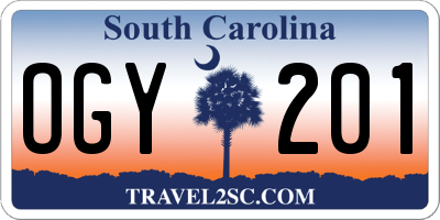 SC license plate OGY201