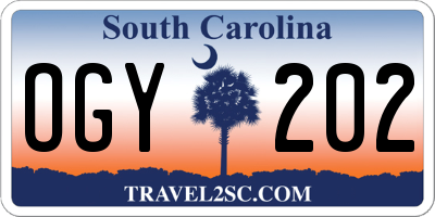 SC license plate OGY202