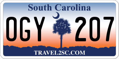 SC license plate OGY207