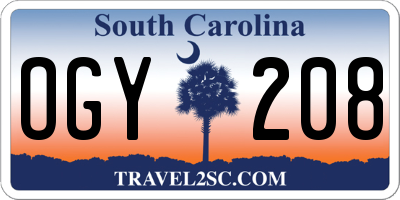 SC license plate OGY208