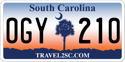 SC license plate OGY210