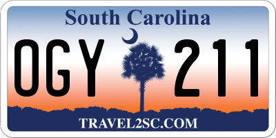 SC license plate OGY211