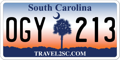 SC license plate OGY213