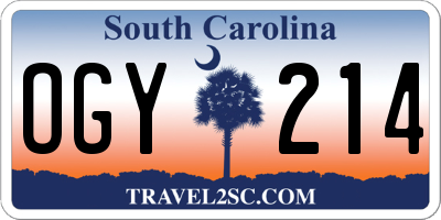 SC license plate OGY214