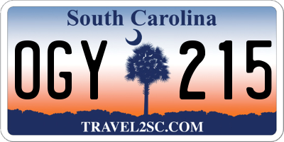 SC license plate OGY215
