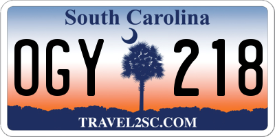 SC license plate OGY218
