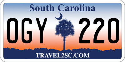 SC license plate OGY220