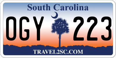 SC license plate OGY223