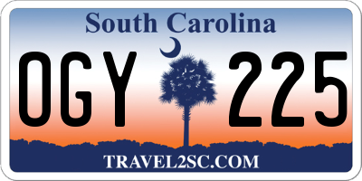 SC license plate OGY225