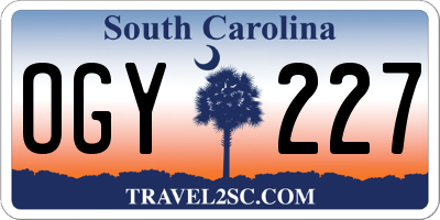 SC license plate OGY227